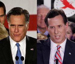 Mitt Romney og Rick Santorum på Immigration